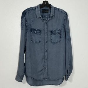 Anthropologie Marahech Blue Long Sleeve Blouse